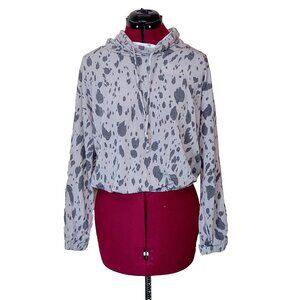 Lush Women’s Animal Print Crop Top Size M Funnel Cowl Neck Drawstring Hem